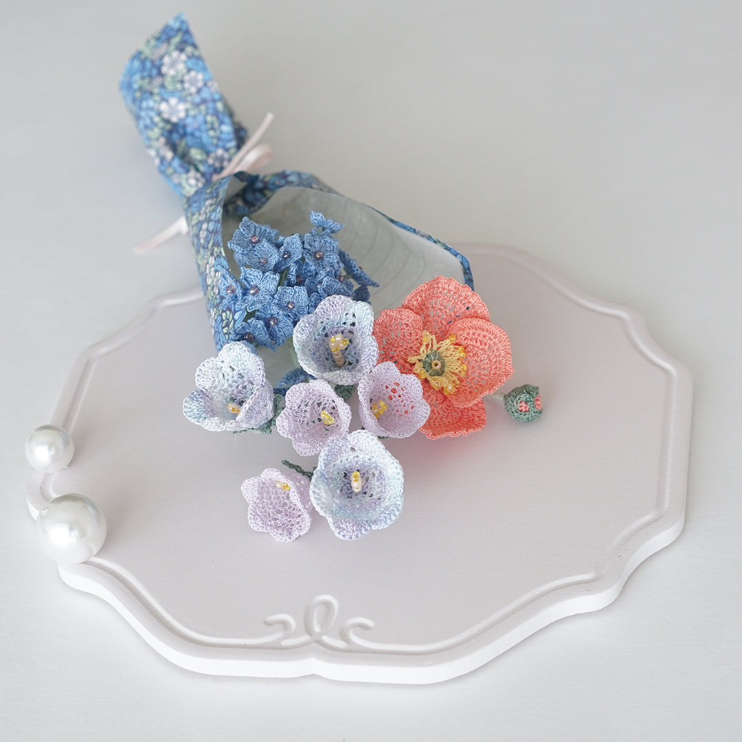 Hortensia/Campanule/Coquelicot